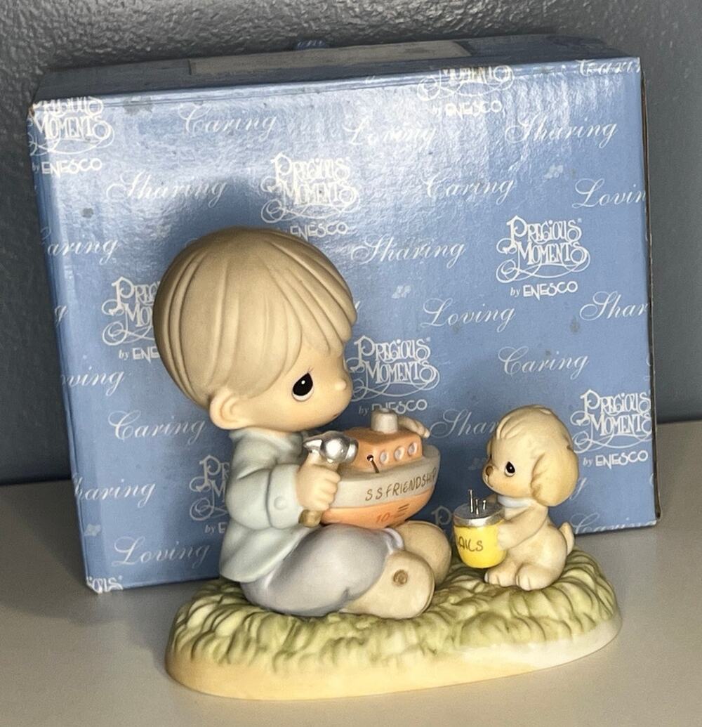 Vintage Precious Moments Figurine "A Club Where Friendships Are Made"